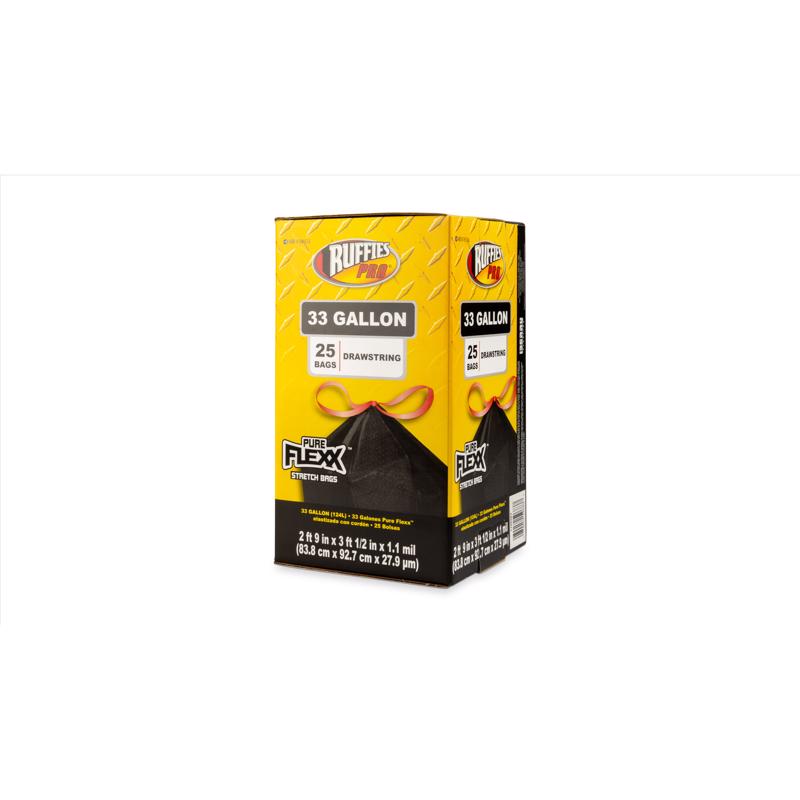 Ruffies Pro 33 gal Trash Bags Drawstring 25 pk, Pack of 6