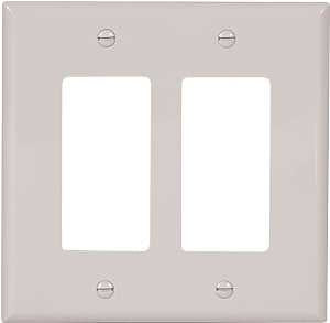 Eaton Wiring Devices PJ262W Wallplate, 4-1/2 in L, 4.56 in W, 2 -Gang, Polycarbonate, White, High-Gloss
