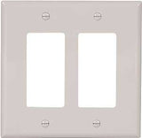Eaton Wiring Devices PJ262W Wallplate, 4-1/2 in L, 4.56 in W, 2 -Gang, Polycarbonate, White, High-Gloss