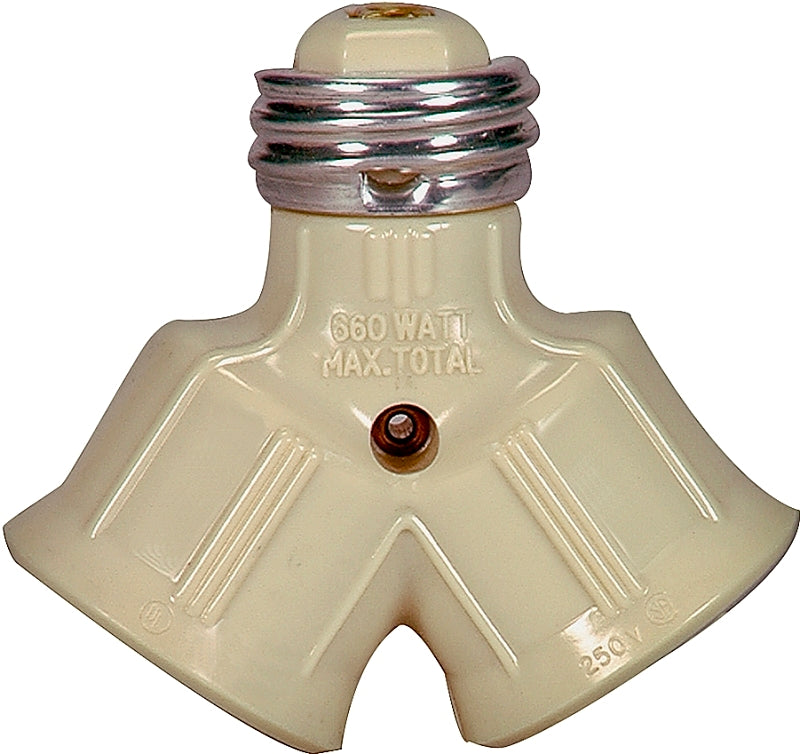 Eaton Wiring Devices 700V-BOX Lamp Socket Adapter, 660 W, Thermoplastic, Ivory