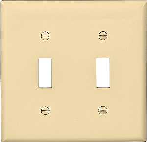 Eaton Wiring Devices 5139V-BOX Wallplate, 4-1/2 in L, 4.56 in W, 2 -Gang, Nylon, Ivory, High-Gloss, Pack of 10