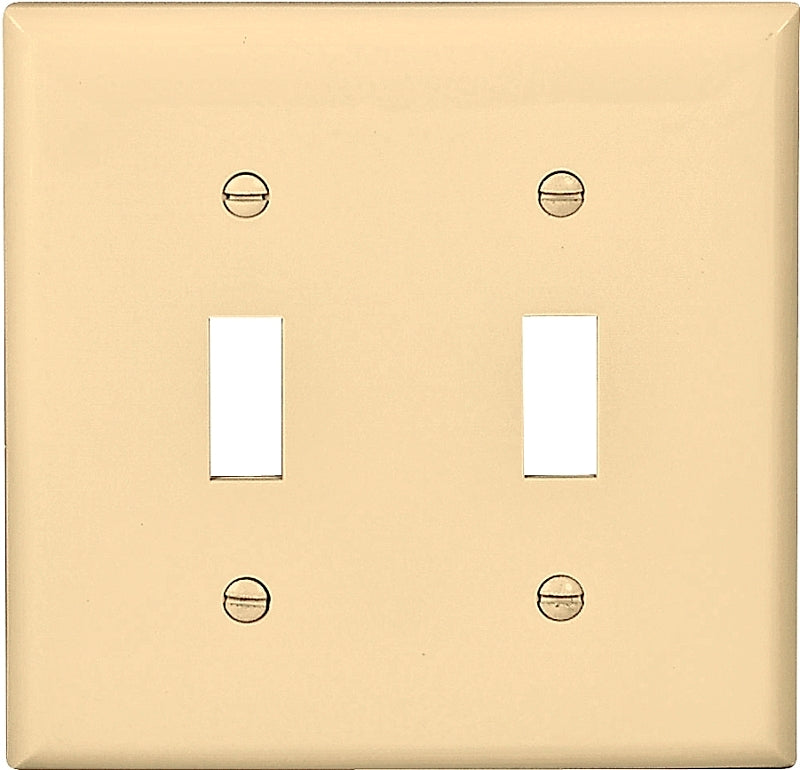Eaton Wiring Devices 5139V-BOX Wallplate, 4-1/2 in L, 4.56 in W, 2 -Gang, Nylon, Ivory, High-Gloss, Pack of 10