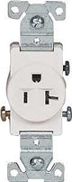 Eaton Wiring Devices 1877W-BOX Single Receptacle, Flush Mounting, 2-Pole, 125 V, 20 A, Side Wiring, NEMA: NEMA 5-20R