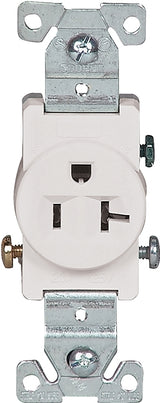 Eaton Wiring Devices 1877W-BOX Single Receptacle, Flush Mounting, 2-Pole, 125 V, 20 A, Side Wiring, NEMA: NEMA 5-20R