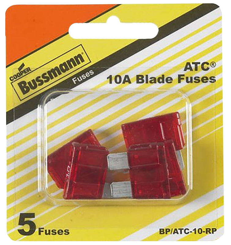 Bussmann BP/ATC-10-RP Automotive Fuse, Blade Fuse, 32 VDC, 10 A, 1 kA Interrupt