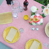 Magic Cover Red/White Checkered Vinyl Disposable Tablecloth 90 in. L X 52 in. W