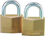 Master Lock 140T Padlock, 1-9/16 in W Body, Keyed Alike Key, 1/4 in Dia Shackle, Steel Shackle, Solid Brass Body