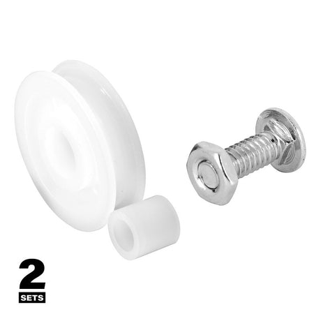 Prime-Line B 555 Door Roller, 1-1/4 in Dia Roller, 5/16 in W Roller, Nylon, White, 2-Roller, Bottom Mounting