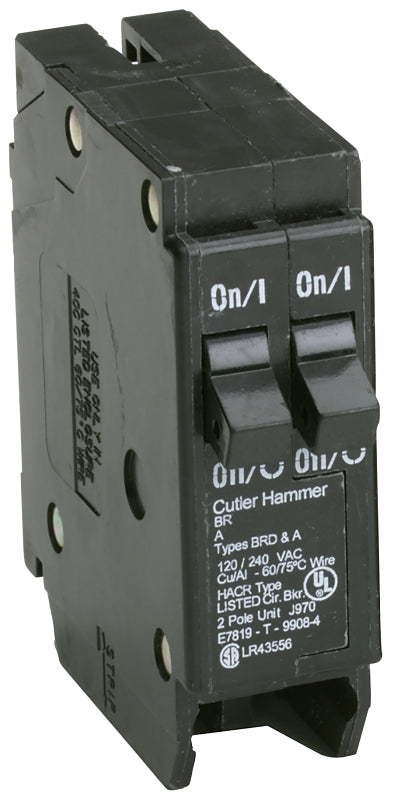 Cutler-Hammer BR2020 Circuit Breaker, Duplex, Type BR, 20 A, 2 -Pole, 120/240 V, Plug Mounting