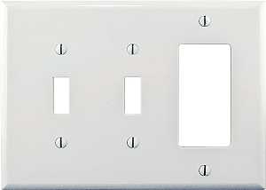 Eaton Wiring Devices PJ226W Combination Wallplate, 4-7/8 in L, 6-3/4 in W, Mid, 3-Gang, Polycarbonate, White, Screw