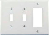 Eaton Wiring Devices PJ226W Combination Wallplate, 4-7/8 in L, 6-3/4 in W, Mid, 3-Gang, Polycarbonate, White, Screw