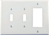Eaton Wiring Devices PJ226W Combination Wallplate, 4-7/8 in L, 6-3/4 in W, Mid, 3-Gang, Polycarbonate, White, Screw