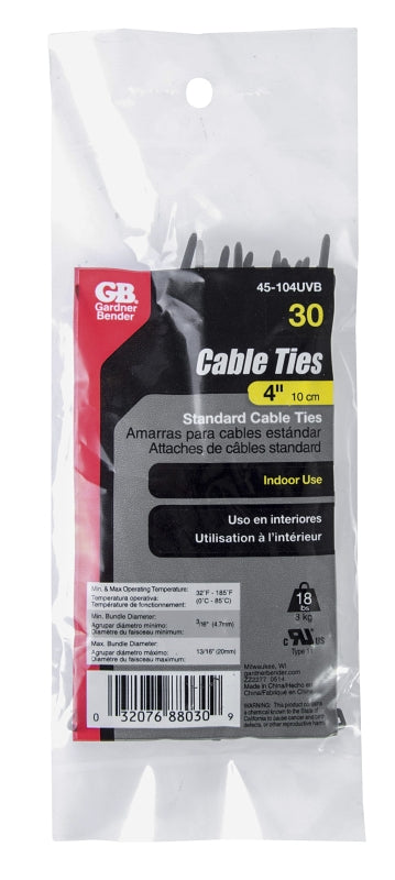 GB 45-104UVB Cable Tie, 6/6 Nylon, Black