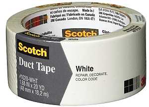 Scotch 3920-WH Duct Tape, 20 yd L, 1.88 in W, White