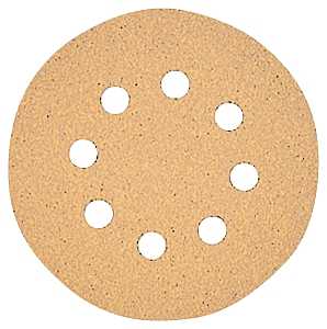 DEWALT DW4303 Sanding Disc, 5 in Dia, Coated, 120 Grit, Fine, Aluminum Oxide Abrasive, Paper Backing, 8-Hole, 5/PK