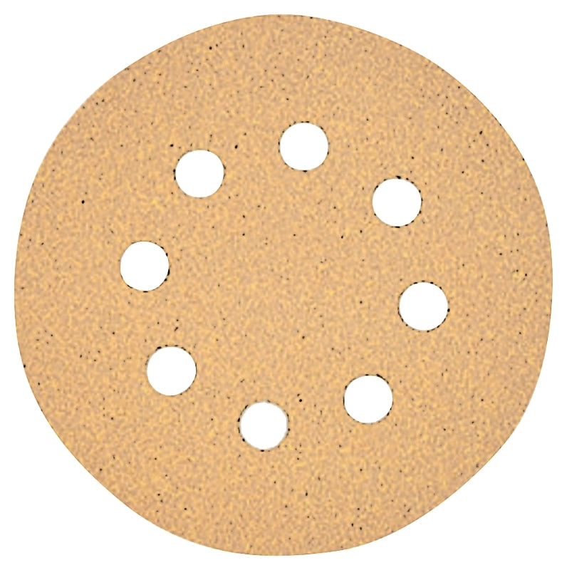 DEWALT DW4303 Sanding Disc, 5 in Dia, Coated, 120 Grit, Fine, Aluminum Oxide Abrasive, Paper Backing, 8-Hole, 5/PK