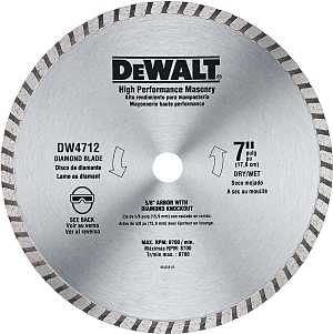 DEWALT DW4712 Circular Blade, 7 in Dia, 7/8 in Arbor, Diamond Cutting Edge