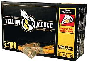 CCI 2820 Power Block, 100 ft L, 3 -Outlet, 15 A, 125 V, Yellow Sheath