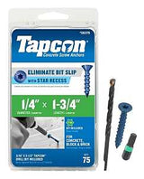 Tapcon 28375 Concrete Screw Anchor, T30 Screw, 1/4 in Dia, 1-3/4 in L, Steel, Climaseal, 75/PK