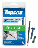 Tapcon 28375 Concrete Screw Anchor, T30 Screw, 1/4 in Dia, 1-3/4 in L, Steel, Climaseal, 75/PK