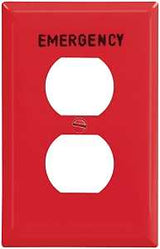 Eaton Wiring Devices PJ8EMRD Receptacle Wallplate, 4-1/2 in L, 2-3/4 in W, 1 -Gang, Polycarbonate, Red, High-Gloss