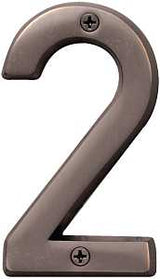 Hy-Ko BR-42OWB, Prestige Series BR-42OWB/2 House Number, Character: 2, 4 in H Character, Solid Brass, Pack of 3