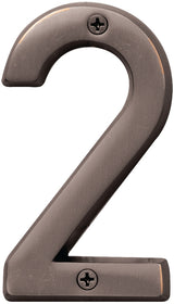 Hy-Ko BR-42OWB, Prestige Series BR-42OWB/2 House Number, Character: 2, 4 in H Character, Solid Brass, Pack of 3