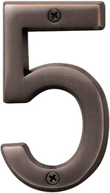 Hy-Ko Prestige Series BR-42OWB/5 House Number, Character: 5, 4 in H Character, Bronze Character, Solid Brass, Pack of 3