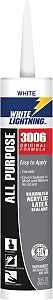 White Lightning W12AF0010 Adhesive Caulk, White, 5 to 7 days Curing, 40 deg F, 10 fl-oz, Cartridge, Pack of 12