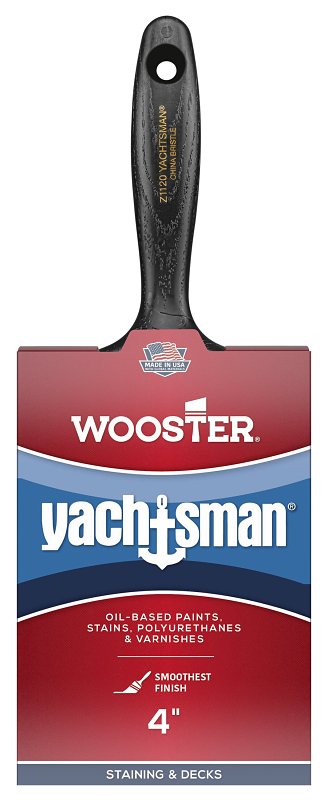 Wooster Yachtsman Z1120-4 Paint Brush, 4 in W, Flat Brush, 3-1/8 in L Bristle, Synthetic China Bristle