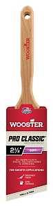 Wooster Z1222-2-1/2 Paint Brush, White, Maple Wood Handle, 2-1/2 in W, Angle Brush, 3-3/16 in L Bristle, China Bristle