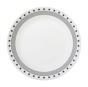 Corelle Livingware Black/White Glass City Block Dinner Plate 10-1/4 in. D 1 pk