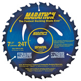 Irwin Marathon 24130 Circular Saw Blade, 7-1/4 in Dia, 5/8 in Arbor, 24-Teeth, Carbide Cutting Edge, Pack of 10