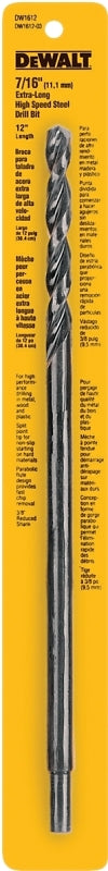 DEWALT DW1612 Drill Bit, 7/16 in Dia, 12 in OAL, Spiral Flute, 7/16 in Dia Shank, Round Shank