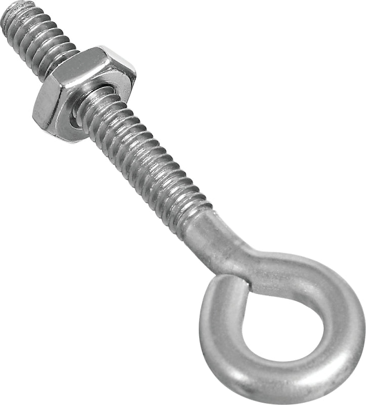 National Hardware N221-564 Eye Bolt, #10-24 Thread, 1-1/4 in L Thread, 0.28 in ID Dia Eye, 1.41 in L Shank, Pack of 10