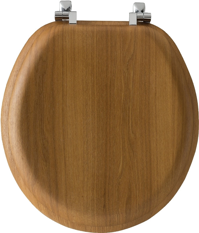 Mayfair 9601CP378 Toilet Seat, Round, Wood Veneer, Natural Oak