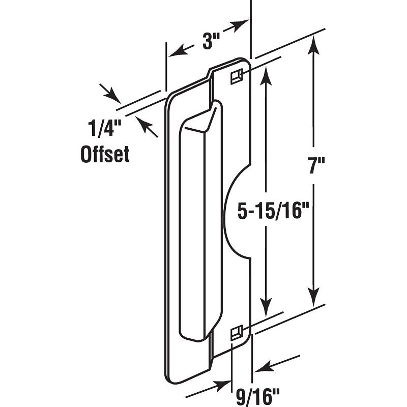 Defender Security U 9502 Entry Door Latch Shield, 7 in L, 3 in W, Steel, Brass