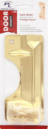 Defender Security U 9502 Entry Door Latch Shield, 7 in L, 3 in W, Steel, Brass