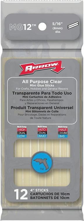Arrow MG12 Glue Stick, Clear, 0 to 356 deg F Temperature