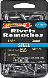 Arrow RLS1/8IP Pop Rivet, Long, 1/2 in Grip, 1/2 in L, Steel, 100/PK