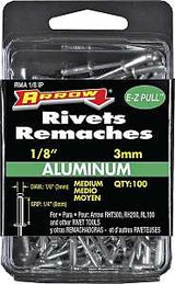 Arrow RMA1/8IP Pop Rivet, Medium, 1/4 in Grip, 1/4 in L, Aluminum, 100/PK