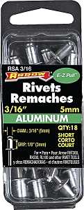 Arrow RSA3/16 Pop Rivet, Short, 1/8 in Grip, 1/8 in L, Aluminum, 18/PK
