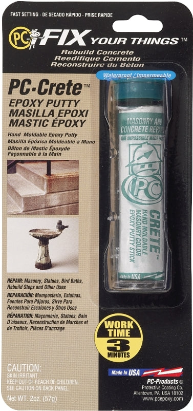 Protective Coating PC-CRETE 025581 Epoxy Putty, Solid, Off-White, 2 oz Cylinder