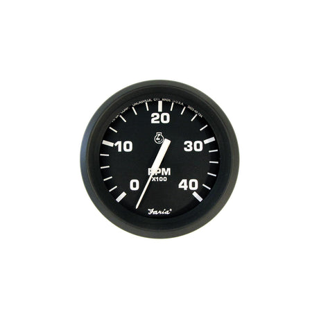 Faria 32842 Euro Black 4" Gauge - 4000 RPM Tachometer (Diesel) (Mechanical Takeoff & Var Ratio Alt)