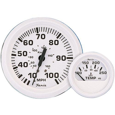 Faria Dress White 4″ Gauge - 6000 RPM Tachometer (Gas) (Inboard & IO)