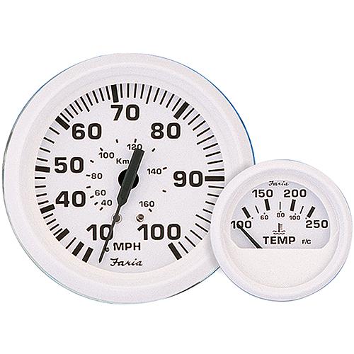 Faria Dress White 4″ Gauge - 6000 RPM Tachometer (Gas) (Inboard & IO)