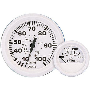 Faria Dress White 4″ Gauge - 6000 RPM Tachometer (Gas) (Inboard & IO)