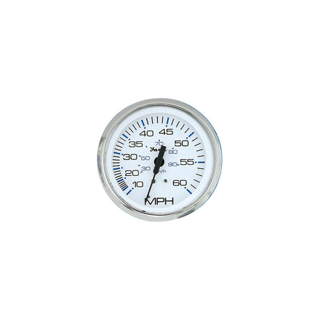 Faria Chesapeake SS White 4" Gauge - Speedometer, 60 MPH