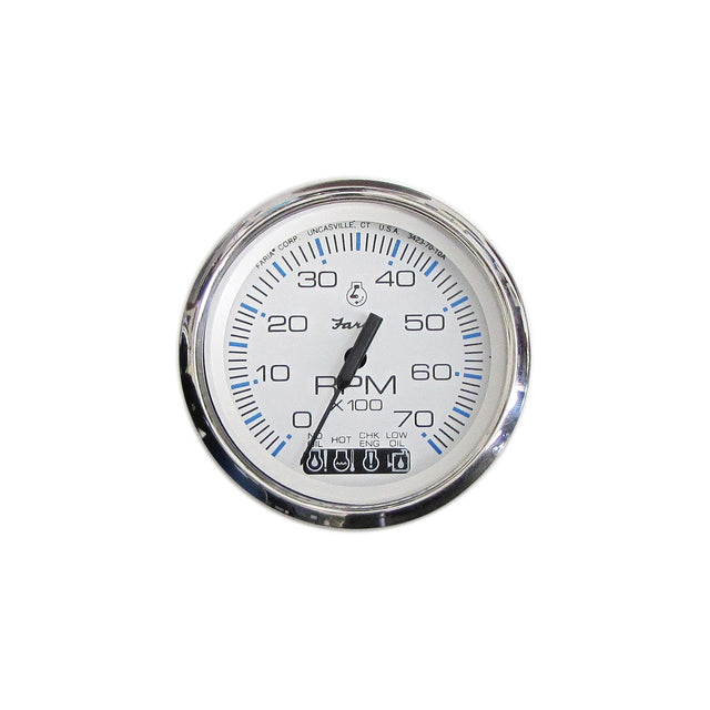 Faria Chesapeake SS White 4″ Gauge - Tach, 7000 RPM, w/OMC system check