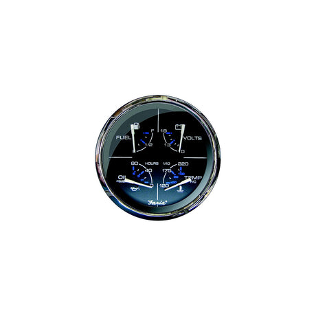 Faria F33762 Chesapeake Black Stainless Steel Multifunction: Fuel Level, Oil psi (80 Psi), Water Temp (120-220 F), Voltmeter (10-18 VDC)